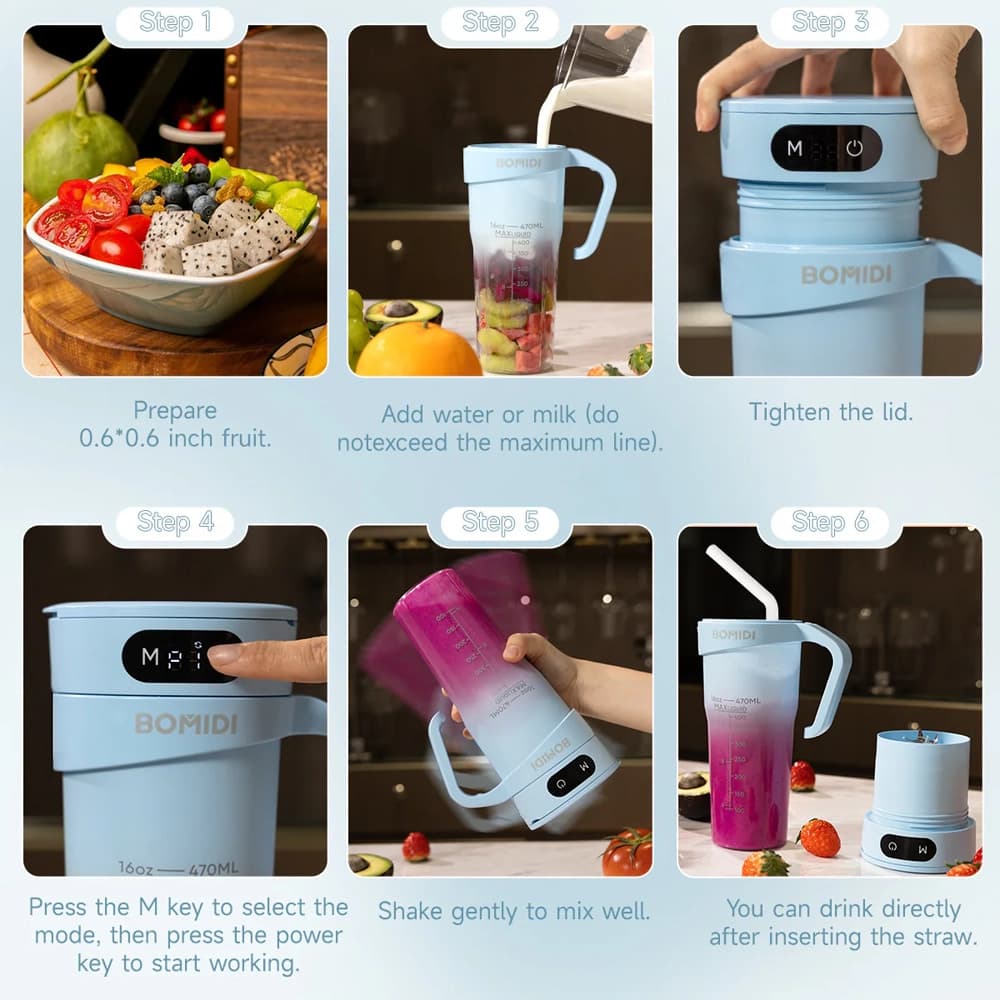 مخلوط کن قابل حمل شارژی شیائومی مدل Bomidi Protable Juice Blender JB01 — تصویر ۸