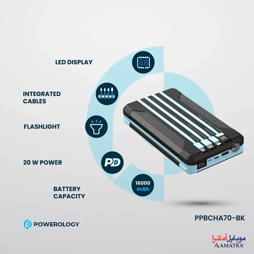 پاوربانک خورشیدی 16000mAh پاورولوژی مدل PPBCHA70 — تصویر ۲