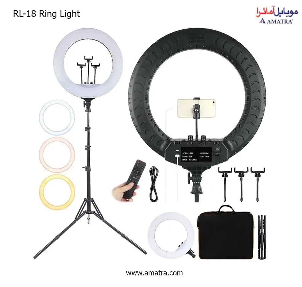 رینگ لایت 18 اینچ مدل RL-18 به همراه سه پایه (اورجینال) — تصویر ۴