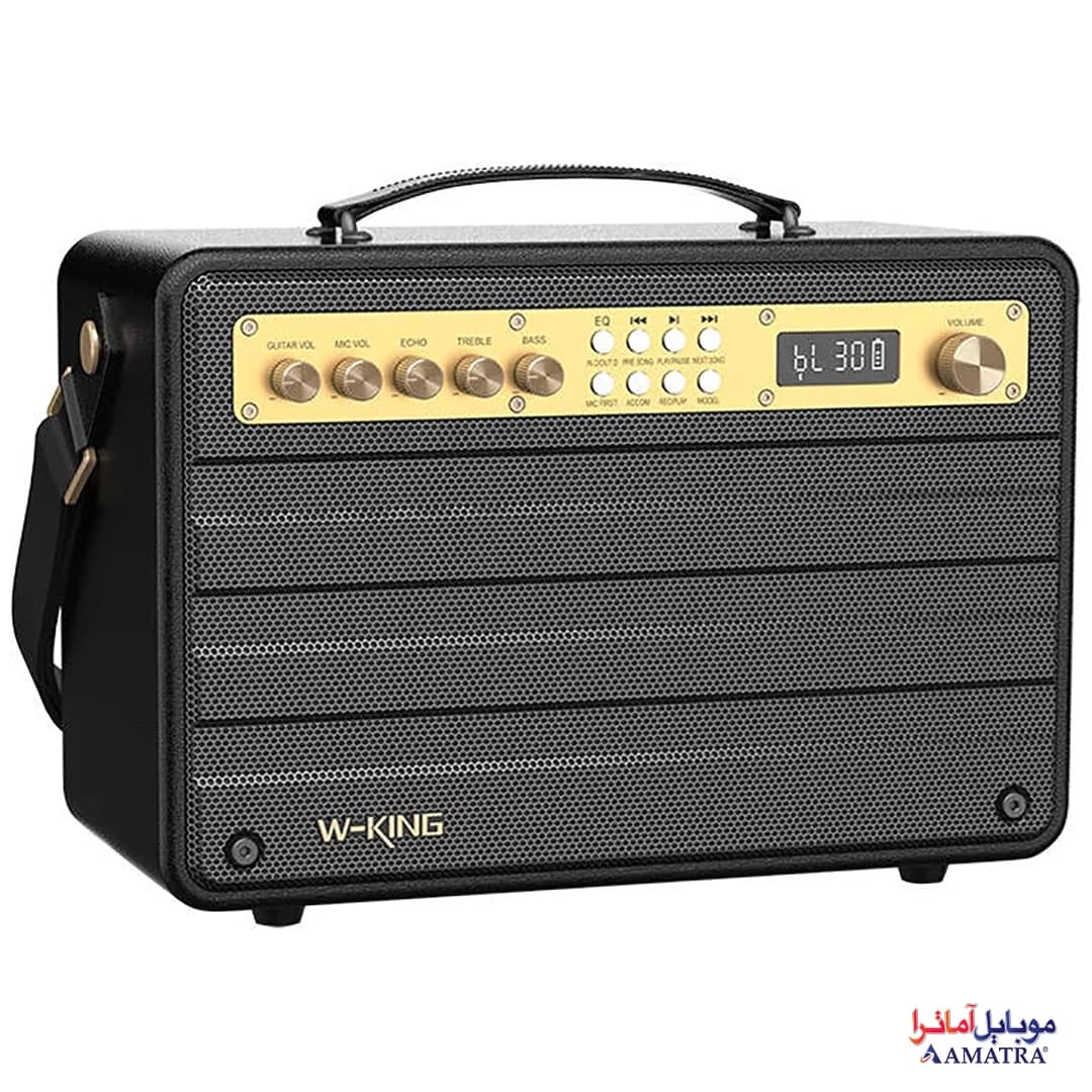 اسپیکر بلوتوثی قابل حمل دبلیو کینگ مدل W-KING K6S رم و فلش خور، توان 100 وات، با میکروفون — تصویر ۲