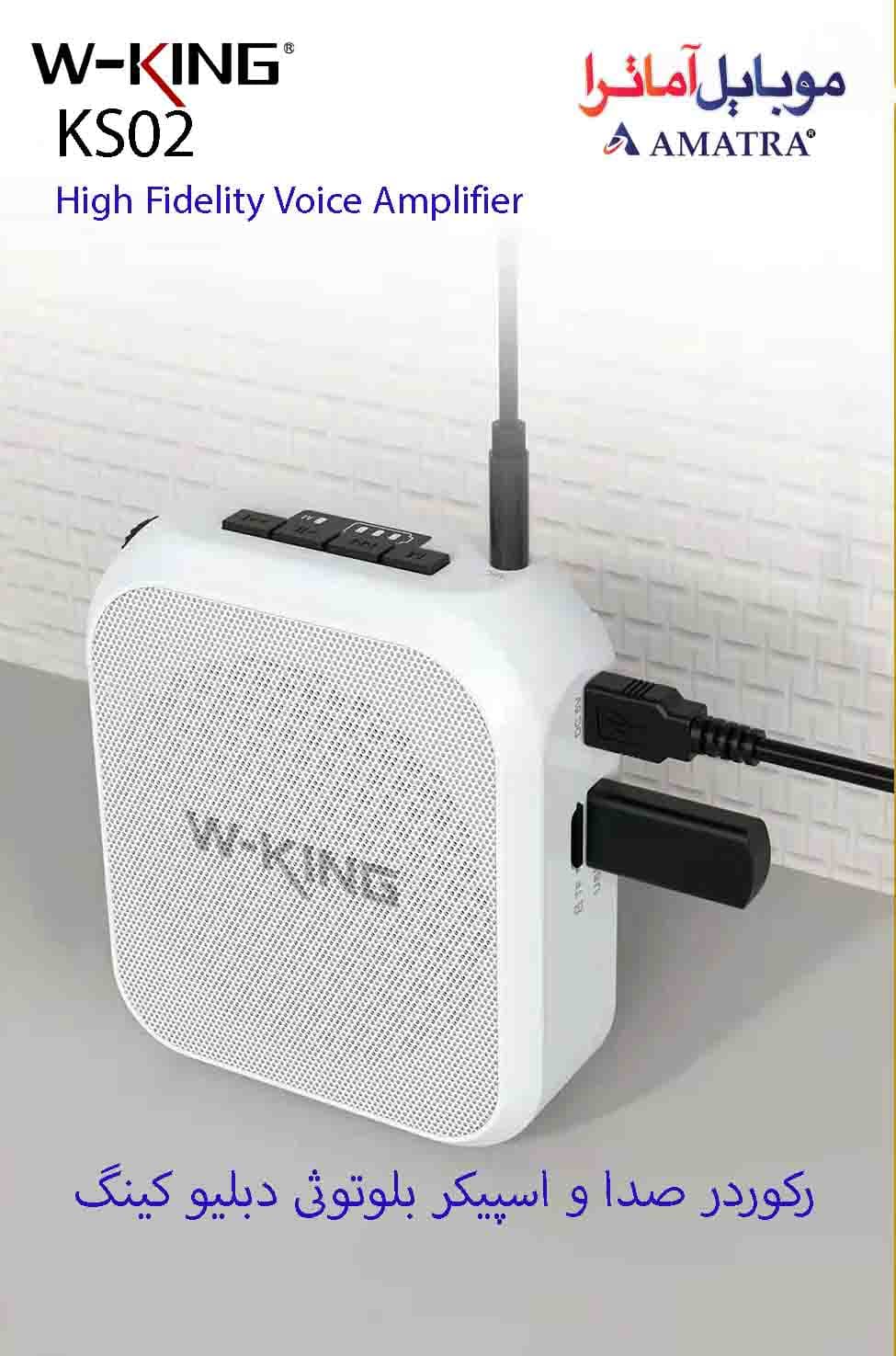تقویت کننده صدا و رکوردر بلوتوثی دبلیو کینگ W-KING KS02 Voice Amplifier — تصویر ۳