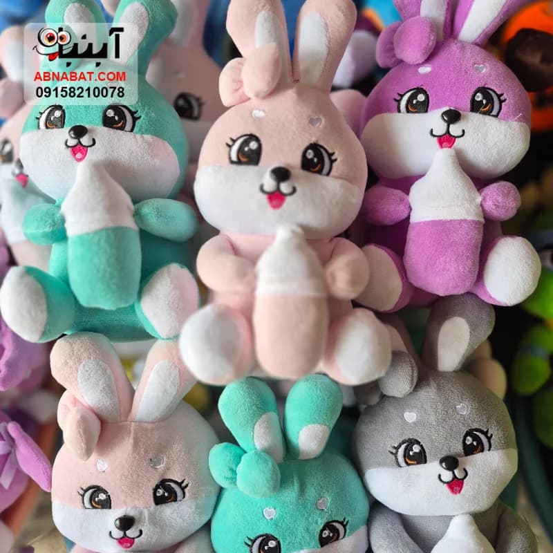 عروسک خرگوش شیشه شیر بنفش 40 سانتی کد 1422 — تصویر ۲