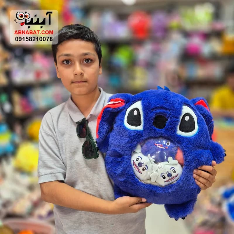 عروسک استیچ بچه دار(باردار) آبی 40 سانتی کد 1390 — تصویر ۲