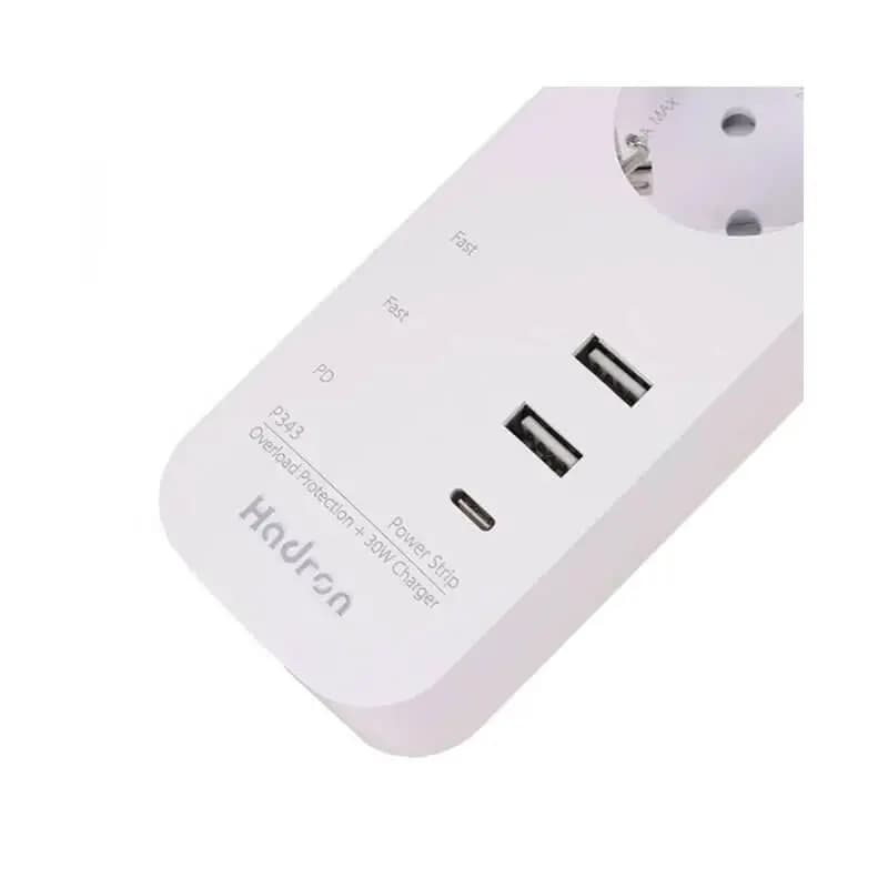 چندراهی برق هادرون مدل P343 کابل 1.8 متر با توان 30 وات — تصویر ۴