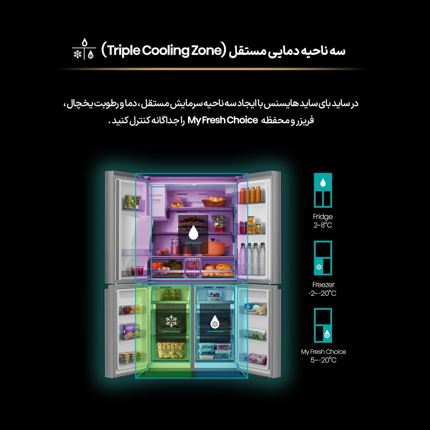 سایدبایساید هایسنس مدل BCD-522/W سفید — تصویر ۹