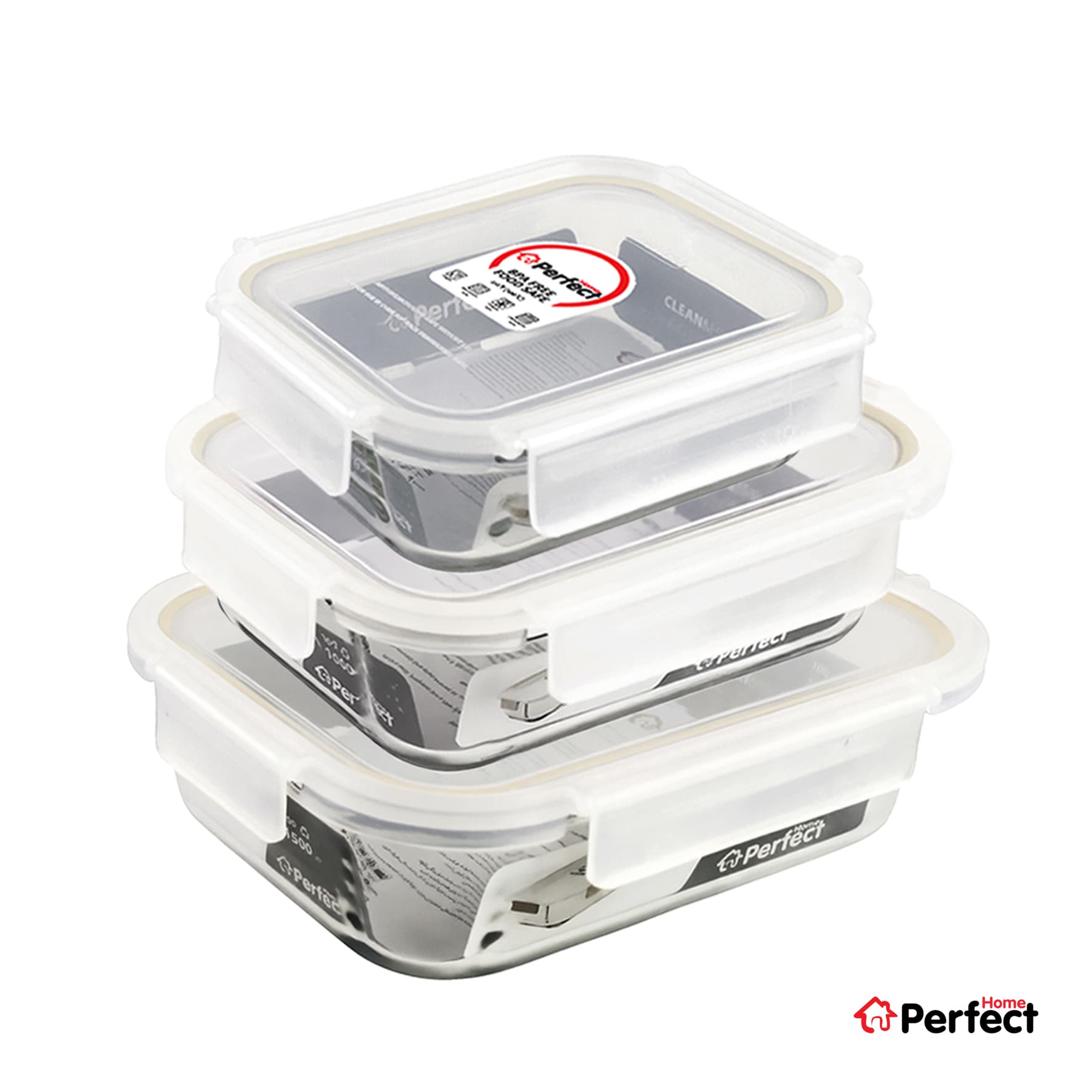 ظرف نگهدارنده Perfect home ست 3 پارچه P5400-R بدون جعبه کادویی — تصویر ۳