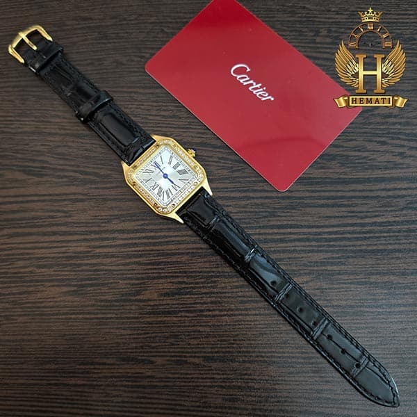 ساعت مچی زنانه کارتیر مدل دمونت دور قاب نگین CARTIER SANTOS DUMONT CSDL200 — تصویر ۳