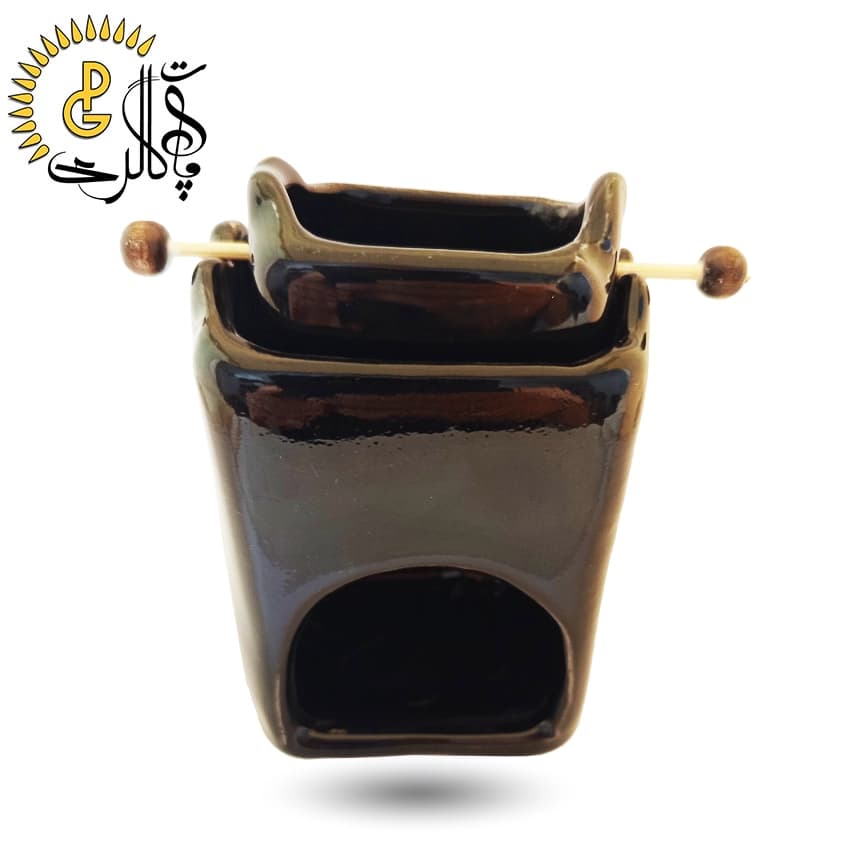 اسانس سوز سرامیکی سطلدار مشکی کد 5562 — تصویر ۲