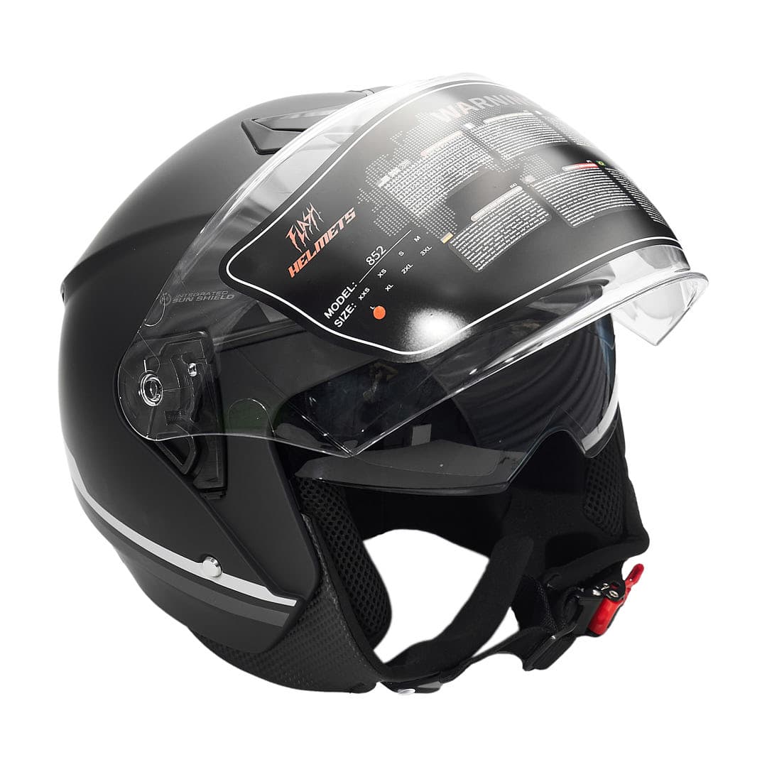 کلاه کاسکت بدون فک فلش مدل 852 matt black-gray 35# — تصویر ۳