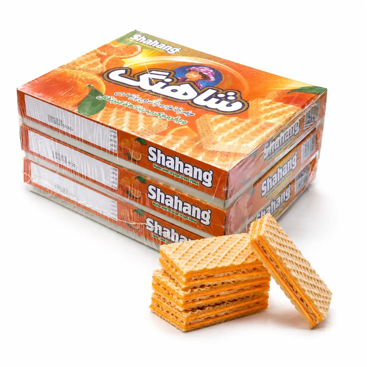 ویفر خانواده 2 کیلویی پرتقالی شاهنگ (شل 3 عددی)