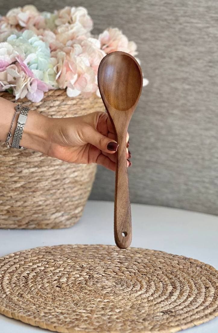 سرویس 7 پارچه ابزار آشپزخانه چوبی رنگ تیره — تصویر ۲
