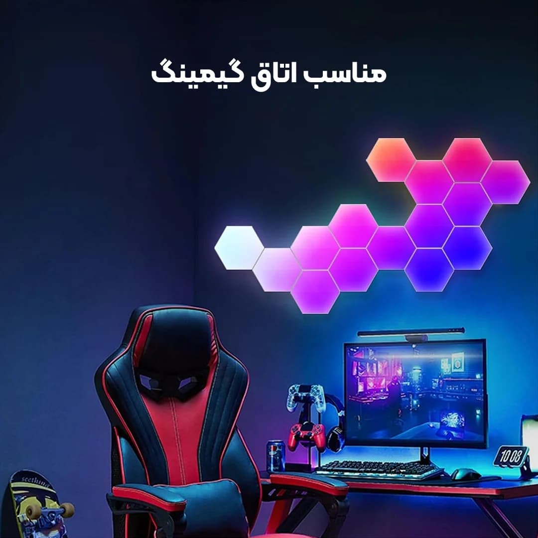 پنل دیواری هوشمند شش ضلعی 20 تکه RGB فوتونیکس مدل PX-HXA-05 با تکنولوژی Tuya اپلیکیشن موبایل و ریموت کنترل — تصویر ۴