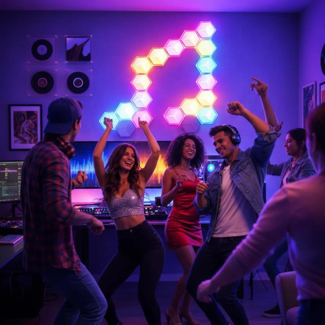 سینککیت مانیتور | پنل دیواری 6 تکه هوشمند شش ضلعی RGB فوتونیکس مدل PX-PSHL-01 با قابلیت سینک با تصویر مانیتور (PC-Sync) — تصویر ۴