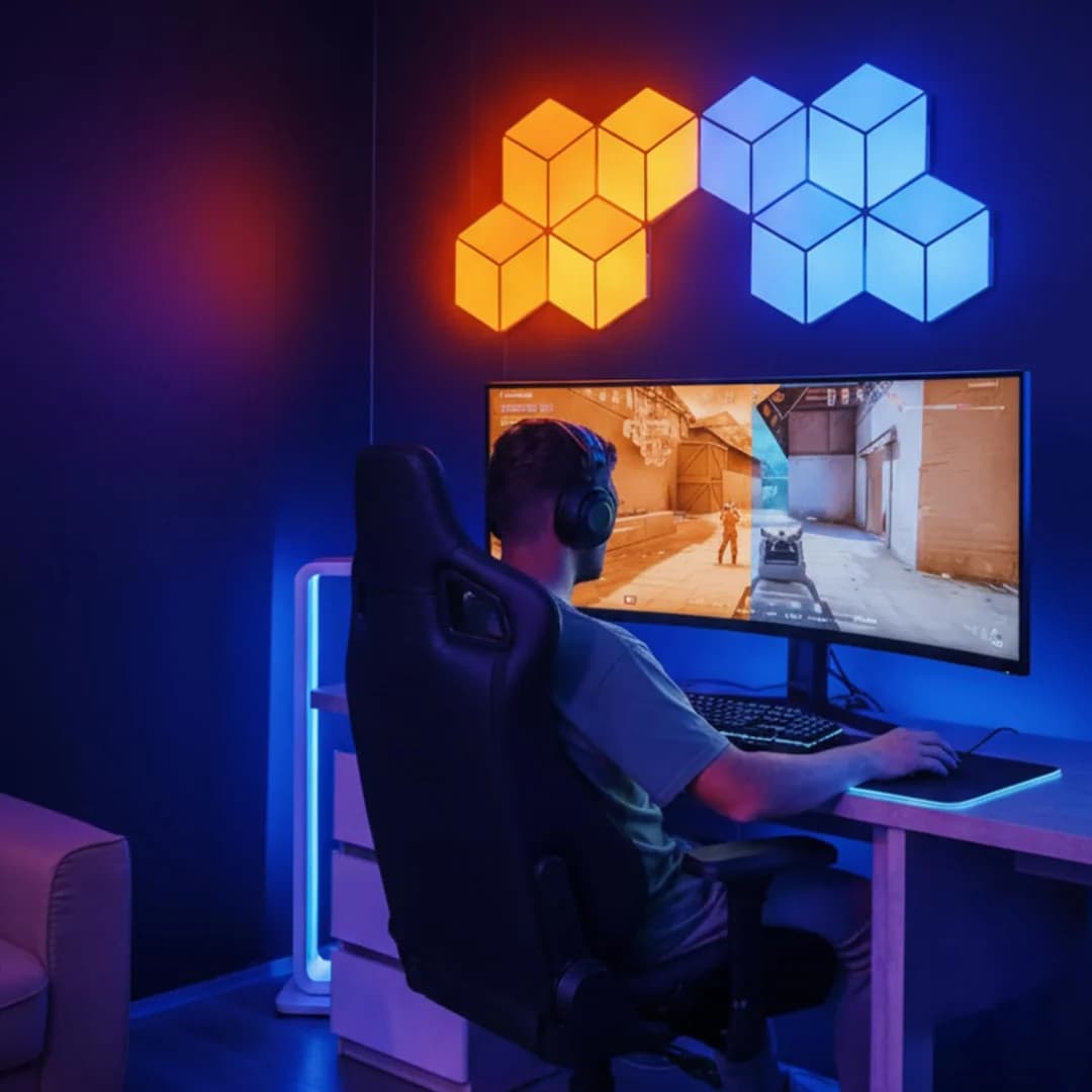 سینککیت مانیتور | پنل دیواری 6 تکه هوشمند شش ضلعی RGB فوتونیکس مدل PX-PSHL-01 با قابلیت سینک با تصویر مانیتور (PC-Sync) — تصویر ۳