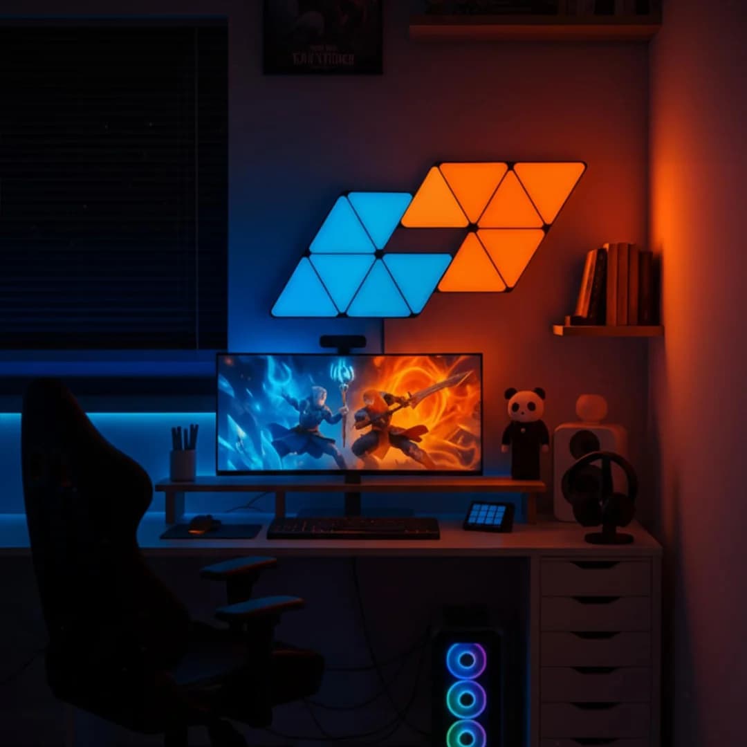 سینککیت مانیتور | پنل دیواری 6 تکه هوشمند مثلثی RGB فوتونیکس – سوپر اسلیم – مدل PX-PSTL-01 با قابلیت سینک با تصویر مانیتور (PC-Sync) — تصویر ۳