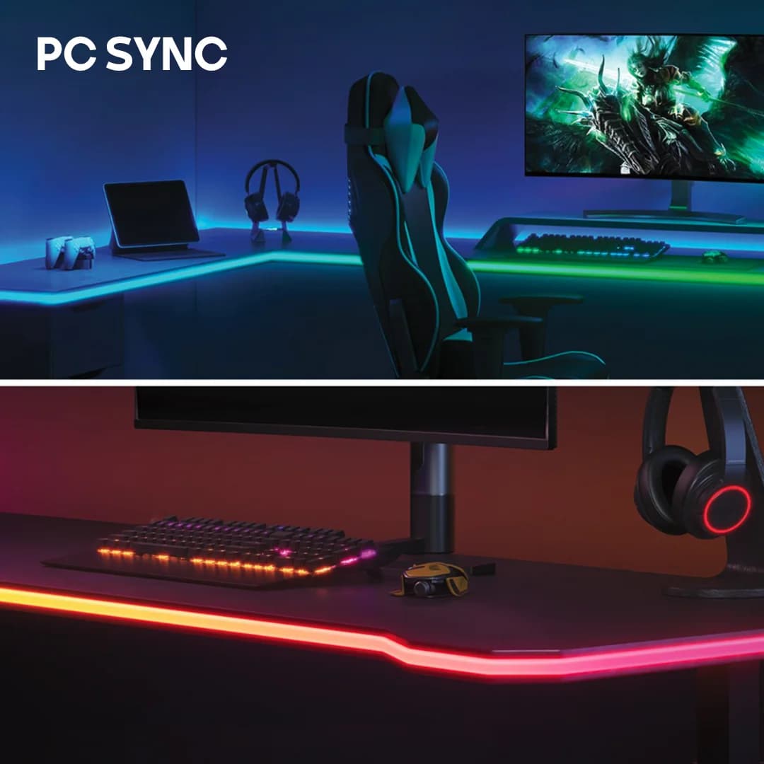 سینککیت مانیتور | ریسه نئون فلکسی هوشمند RGB دور میز گیمینگ فوتونیکس مدل PX-PSNL-01 با قابلیت سینک با تصویر مانیتور (PC-Sync) — تصویر ۲