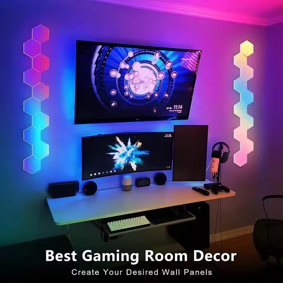 پنل دیواری هوشمند شش ضلعی 10 تکه RGB فوتونیکس مدل PX-HXA-03 همراه ریموت و اپلیکیشن موبایل — تصویر ۲