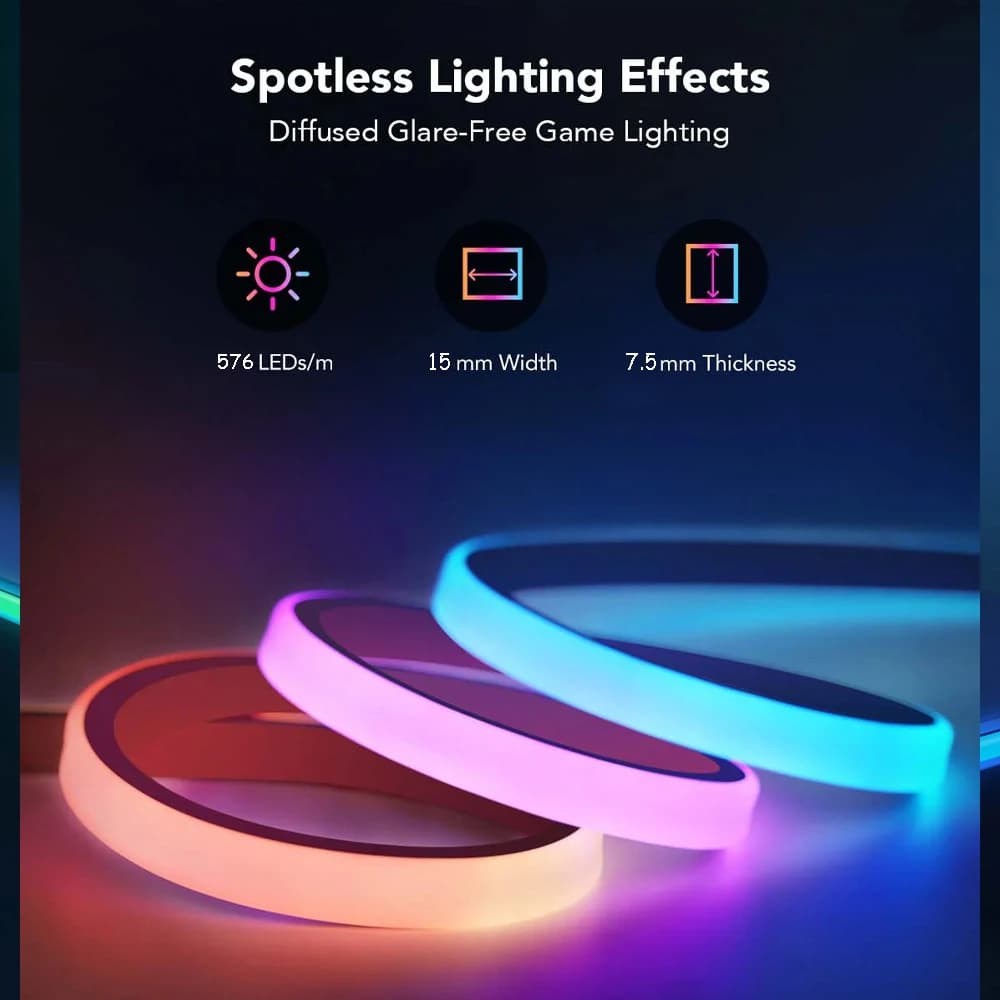 کیت نورپردازی میز گیمینگ-نئون فلکسی 5 متری RGB مخصوص دور میز فوتونیکس مدل PX-DKX-01 با اپلیکیشن موبایل و ریموت کنترل — تصویر ۲