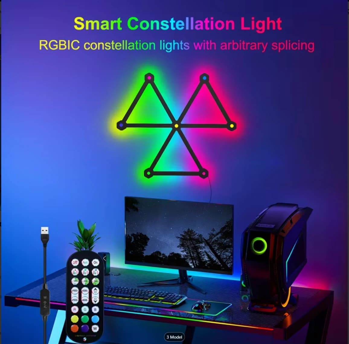 وال لایت هوشمند 9 تکه RGB فوتونیکس مدل 02-PX-DIY با تکنولوژی Tuya و ریموت کنترل — تصویر ۵