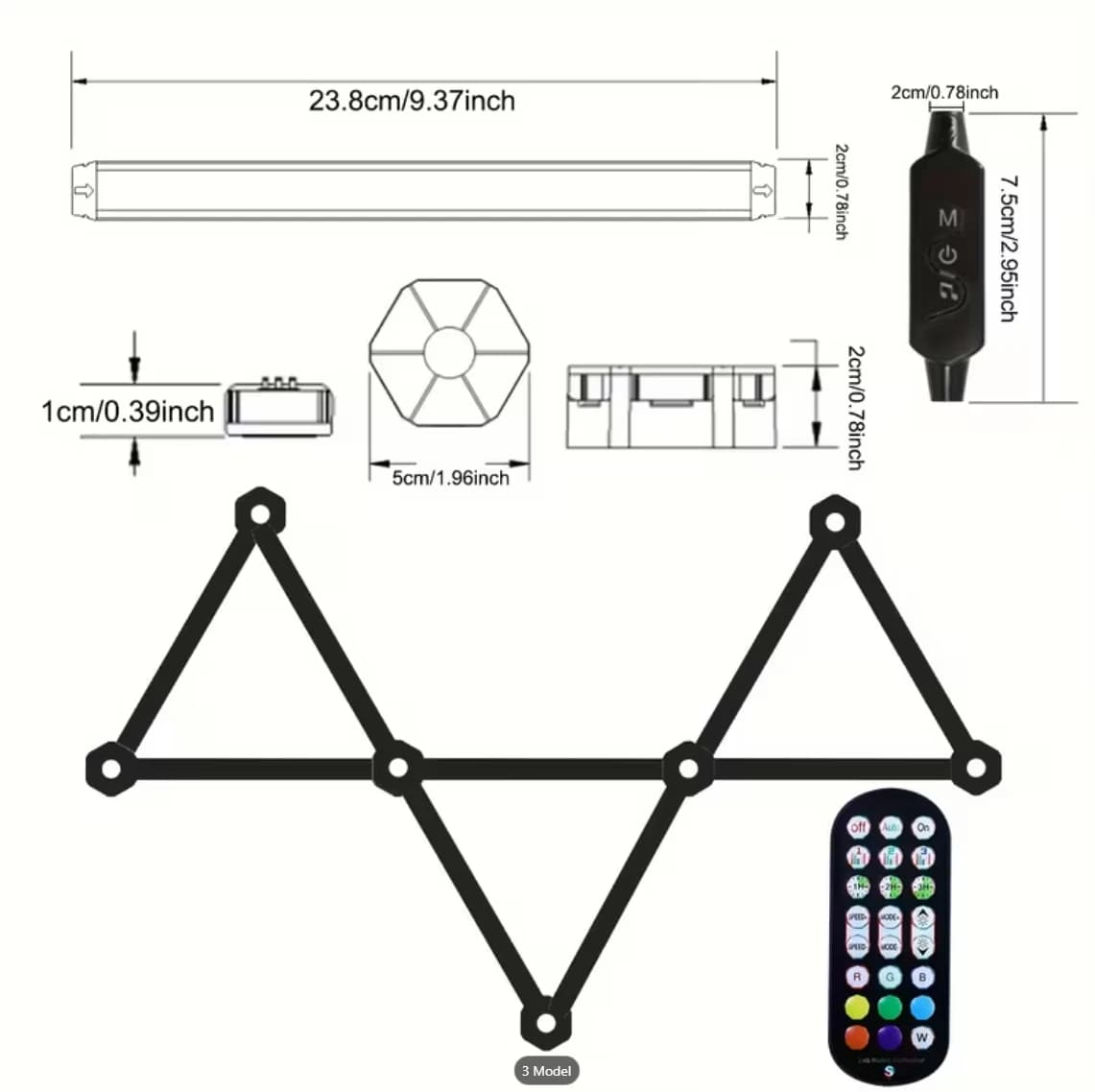وال لایت هوشمند 9 تکه RGB فوتونیکس مدل 02-PX-DIY با تکنولوژی Tuya و ریموت کنترل — تصویر ۴