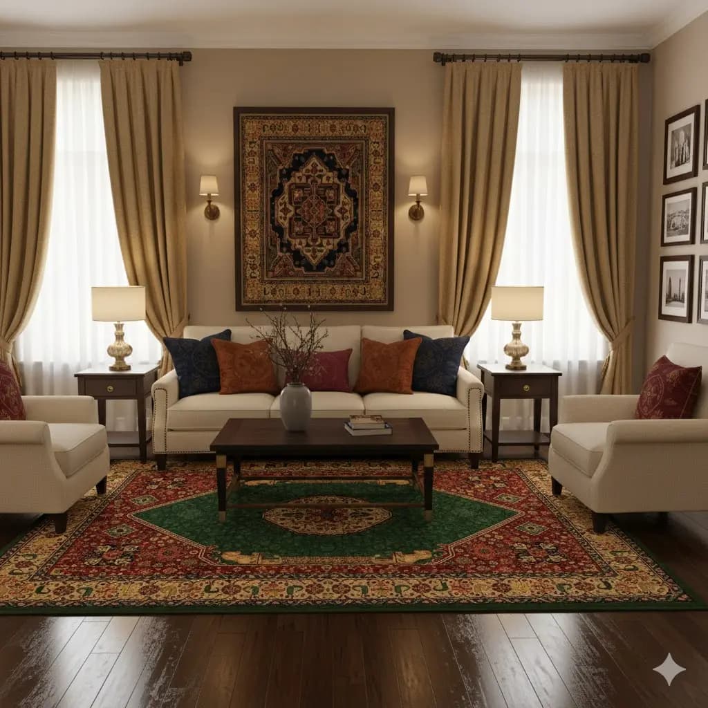 فرش کلکسیون بوستان کد فرش 537-G، سبز چهارمتری — تصویر ۲