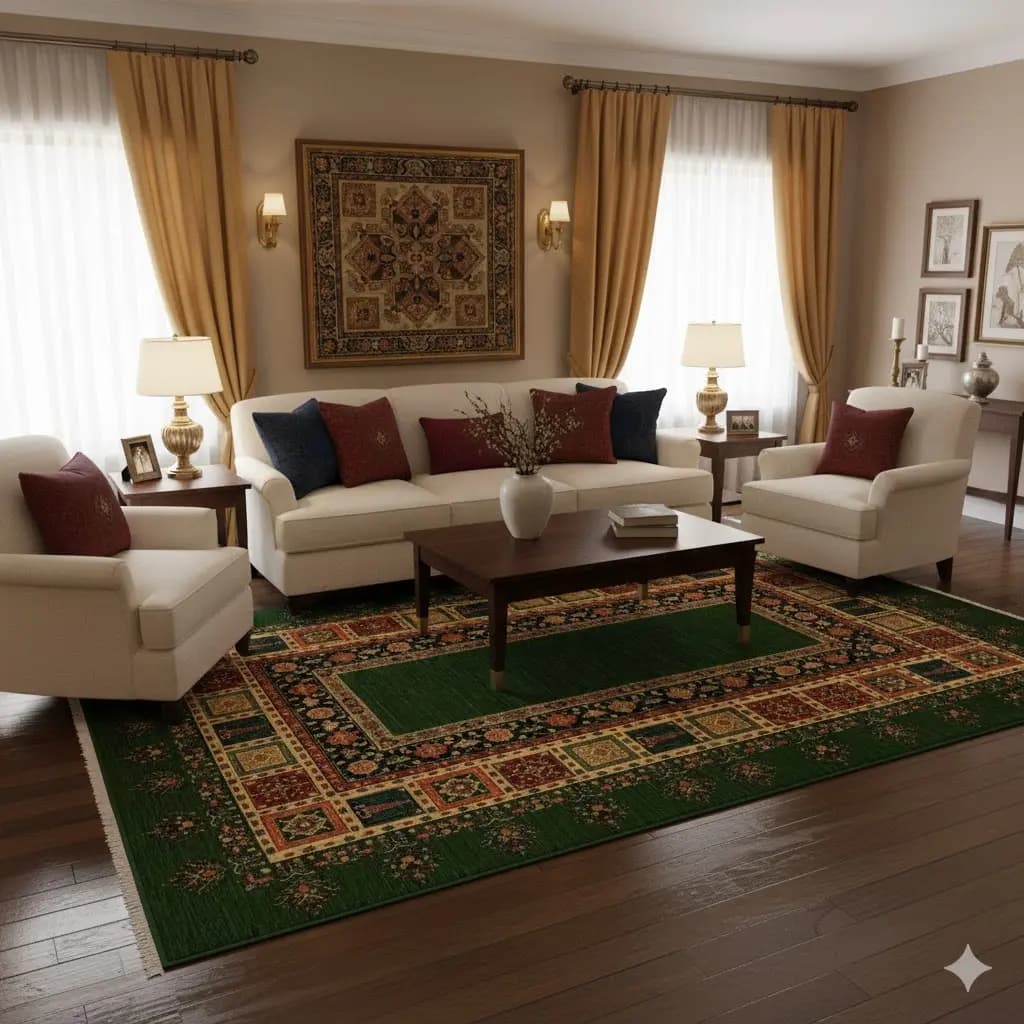 فرش کلکسیون بوستان کد فرش 535-G، سبز چهارمتری — تصویر ۲