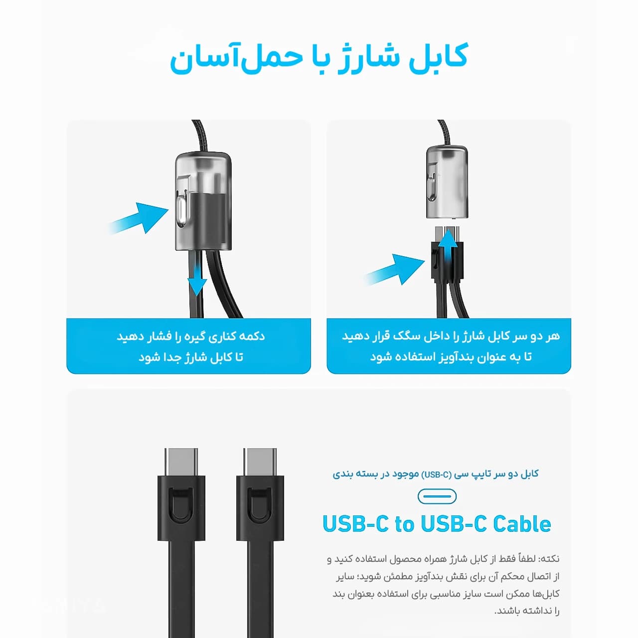 پاوربانک انکر مدل A1384 با ظرفیت 20000 میلی آمپر ساعت، کابل تایپ سی به تایپ سی و توان 30 وات — تصویر ۷
