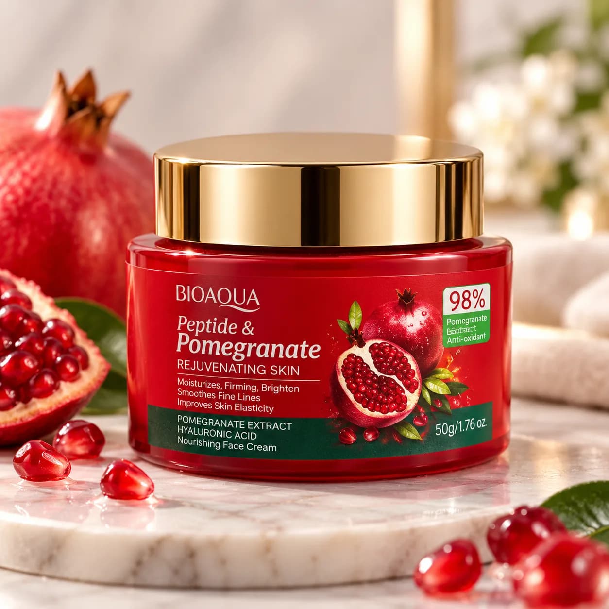 کرم آبرسان و جوانساز انار و پپتاید بیوآکوا BIOAQUA حجم 50 گرم — تصویر ۲