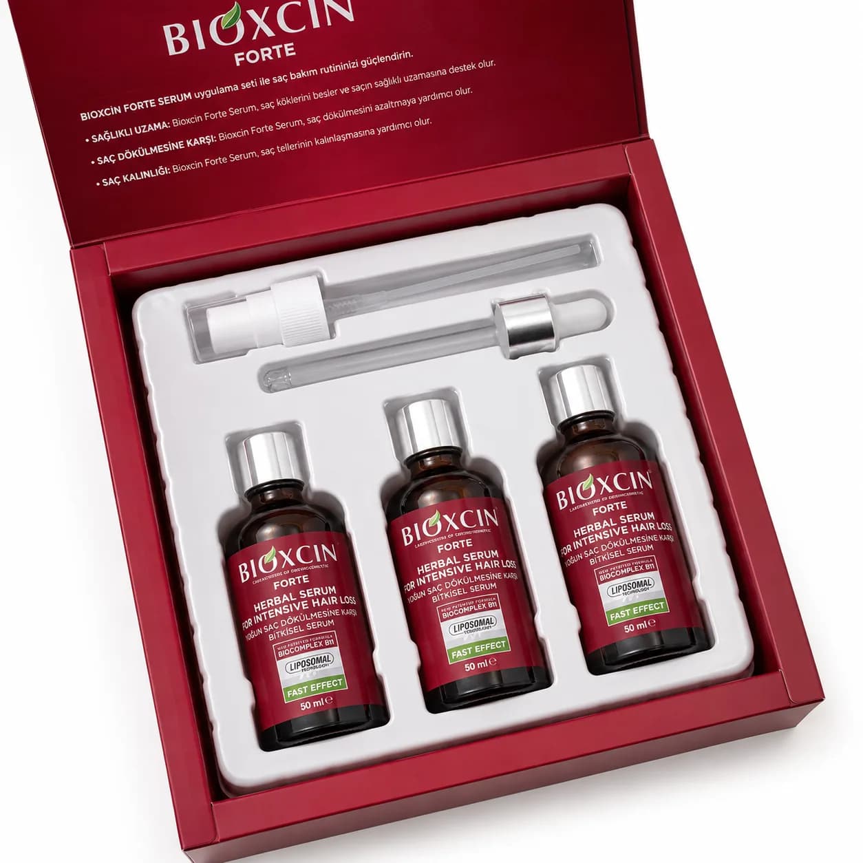 پک سه عددی سرم ضد ریزش مو بیوکسین فورت Bioxcin Forte — تصویر ۳