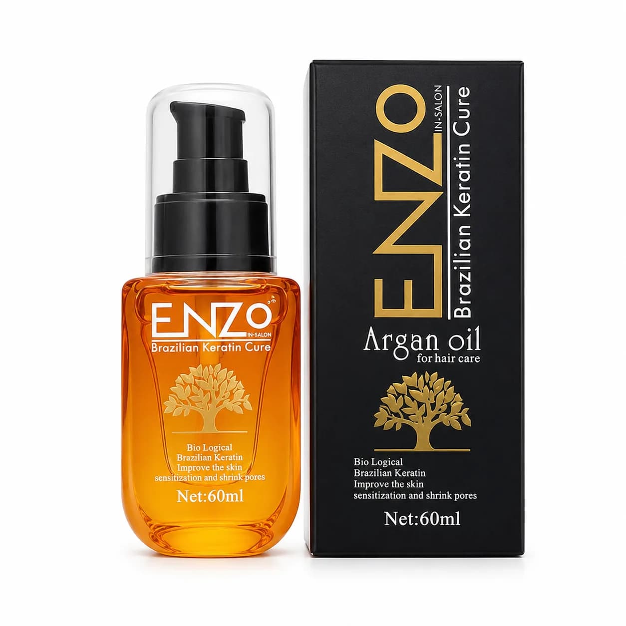 روغن مو آرگان انزو ENZO مدل Brazilian Keratin Cure حجم ۶۰ میلی لیتر