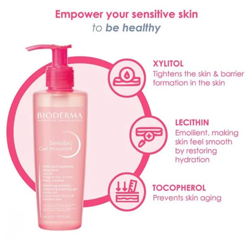 ژل شستشوی صورت بایودرما مدل Sensibio Gel Moussant مناسب پوست حساس حجم 200 میلی لیتر — تصویر ۵