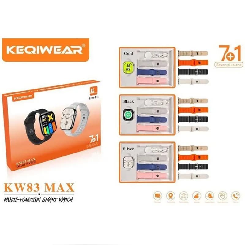 ساعت هوشمند مدل kw83 max با هفت بند اضافه — تصویر ۲