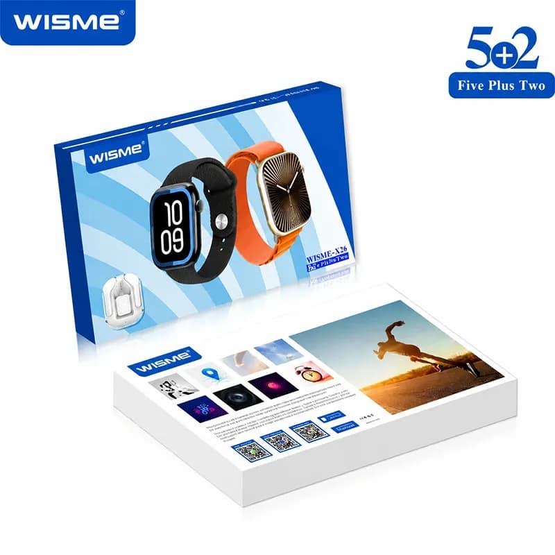 ساعت هوشمند به همراه ایرپاد شیشه ای و 5 بند مدل X26 از برند WISME — تصویر ۳