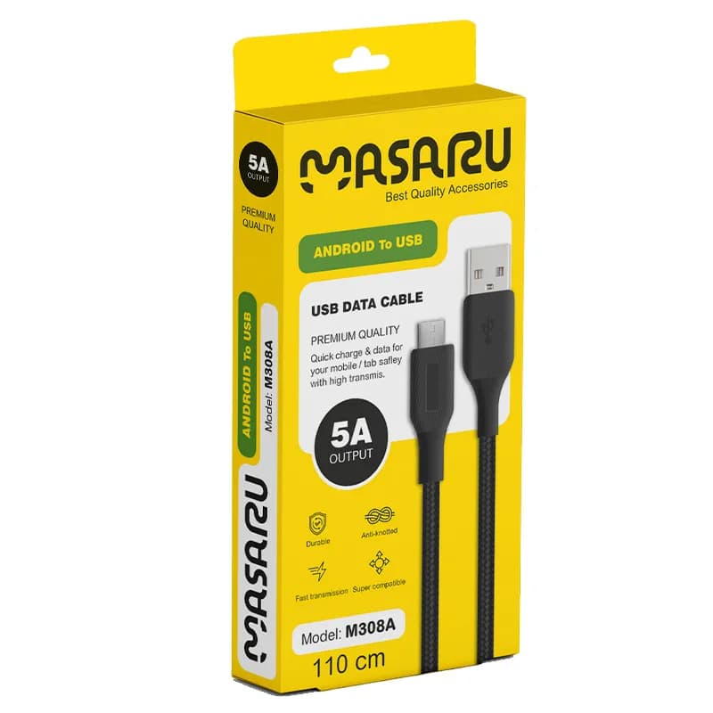 کابل شارژ کنفی فست اندروید 1.1متری مدل M308A از برند MASARU