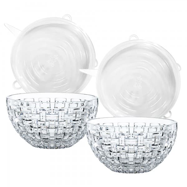 کاسه ناخمن مدل Nachtmann Bossa Nova Glass Bowls with Lid, Diameter 15 cm بسته دو عددی به همراه درب پوش