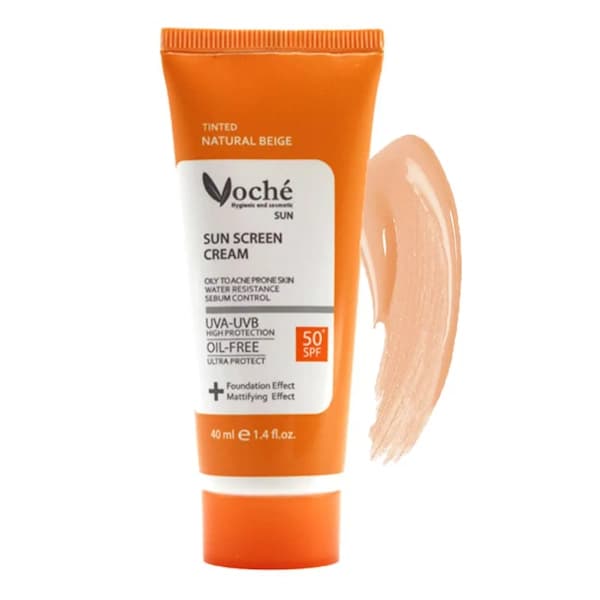 كرم ضد آفتاب وچه رنگ بژ طبيعی SPF50 مناسب پوست چرب و مستعد آكنه 40 ميل وچه — تصویر ۳