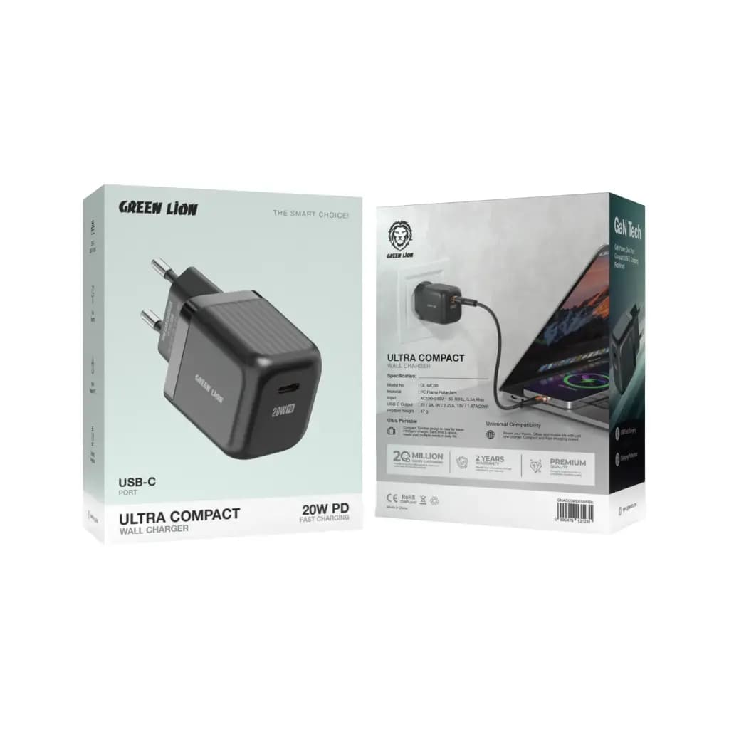 آداپتور گرین لاین مدل Green Lion Ultra Compact Wall Charger با توان ۲۰ وات — تصویر ۳