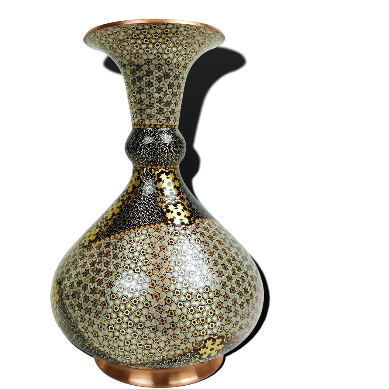 گلدان خمره ای مس و تمام خاتم اعلاء (ارتفاع 30 س)