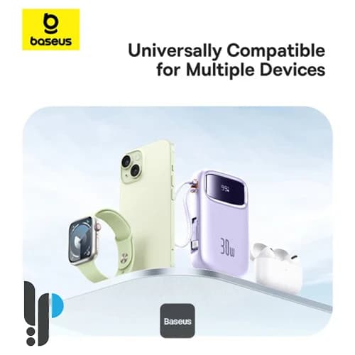 پاوربانک 30 واتی بیسوس مدل Baseus Qpow2 P10055008 با 2 کابل Type-C ظرفیت 10000 میلی آمپر — تصویر ۸