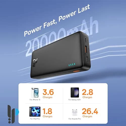 پاوربانک 20 واتی بیسوس مدل Baseus AirPow P10022804113 ظرفیت 20000 میلی آمپر — تصویر ۳