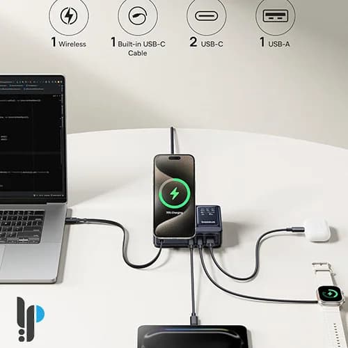 شارژر رومیزی 5 پورت 140 واتی بیسوس مدل Nomos 5in1 Desktop Charger — تصویر ۲