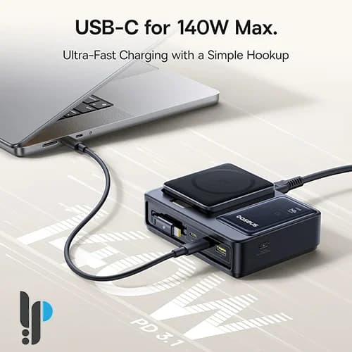 شارژر رومیزی 5 پورت 140 واتی بیسوس مدل Nomos 5in1 Desktop Charger — تصویر ۷