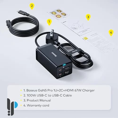 شارژر رومیزی 67 وات بیسوس مدل Baseus Gan5 Pro CCGP110201 — تصویر ۸