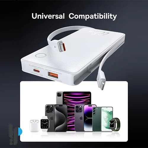 پاور بانک 22.5 واتی بیسوس مدل Baseus AirPow Lite P10067501 ظرفیت 10000 میلی آمپر با کابل Type-C و Lightning — تصویر ۵