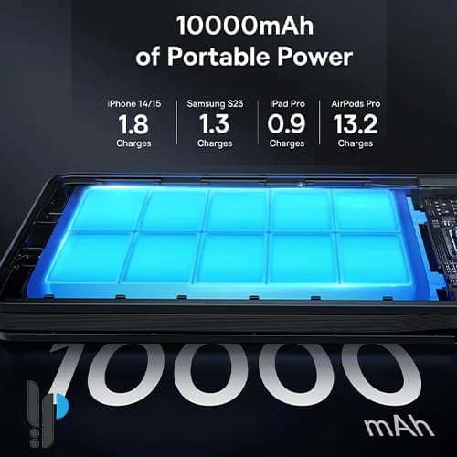 پاور بانک 22.5 واتی بیسوس مدل Baseus AirPow Lite P10067501 ظرفیت 10000 میلی آمپر با کابل Type-C و Lightning — تصویر ۳