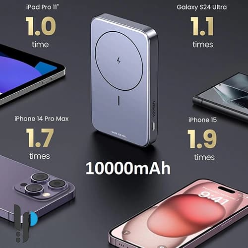 پاوربانک مگنتی 20 وات یوگرین مدل Ugreen Magnetic PB206 کد 15086 ظرفیت 10000 میلی آمپر ساعت — تصویر ۲