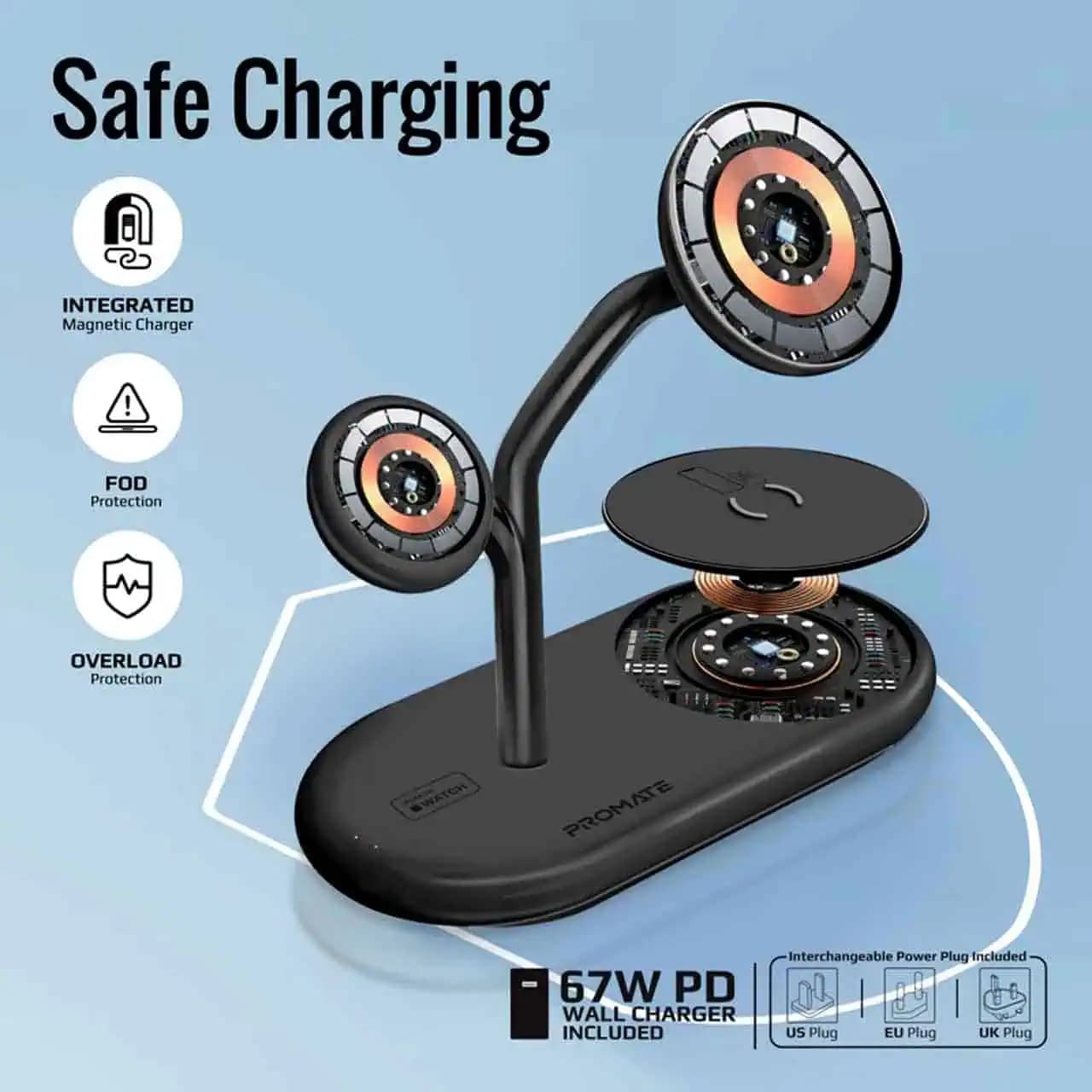 شارژر وایرلس سه کاره پرومیت مدل SYNERGY-PRO — تصویر ۷