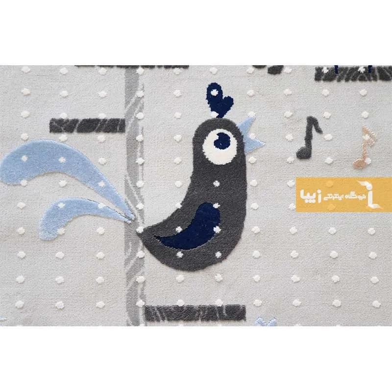 فرش کودک طوسی طرح پرنده 440 شانه — تصویر ۴