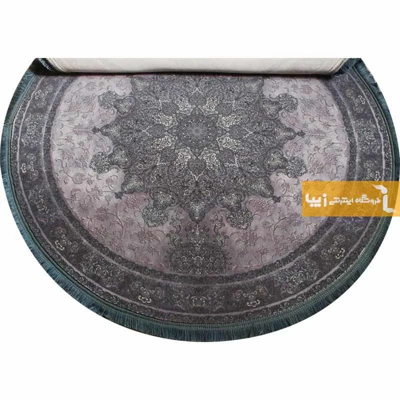 فرش گرد طوسی طرح تورمالین — تصویر ۴