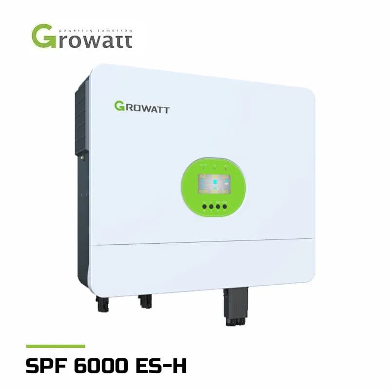 اینورتر هیبریدی خورشیدی 6 کیلووات تک فاز برند Growatt مدل SPF 6000 ES-H